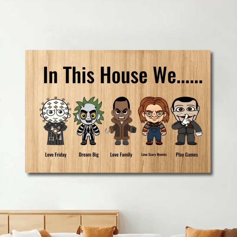 In This House We Horror Halloween 2 Layered Frame Wood Sign, Happy Halloween Gift 742586 - DiyGiftly