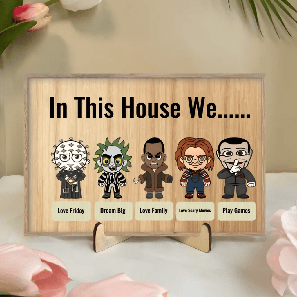 In This House We Horror Halloween 2 Layered Frame Wood Sign, Happy Halloween Gift 742586 - DiyGiftly