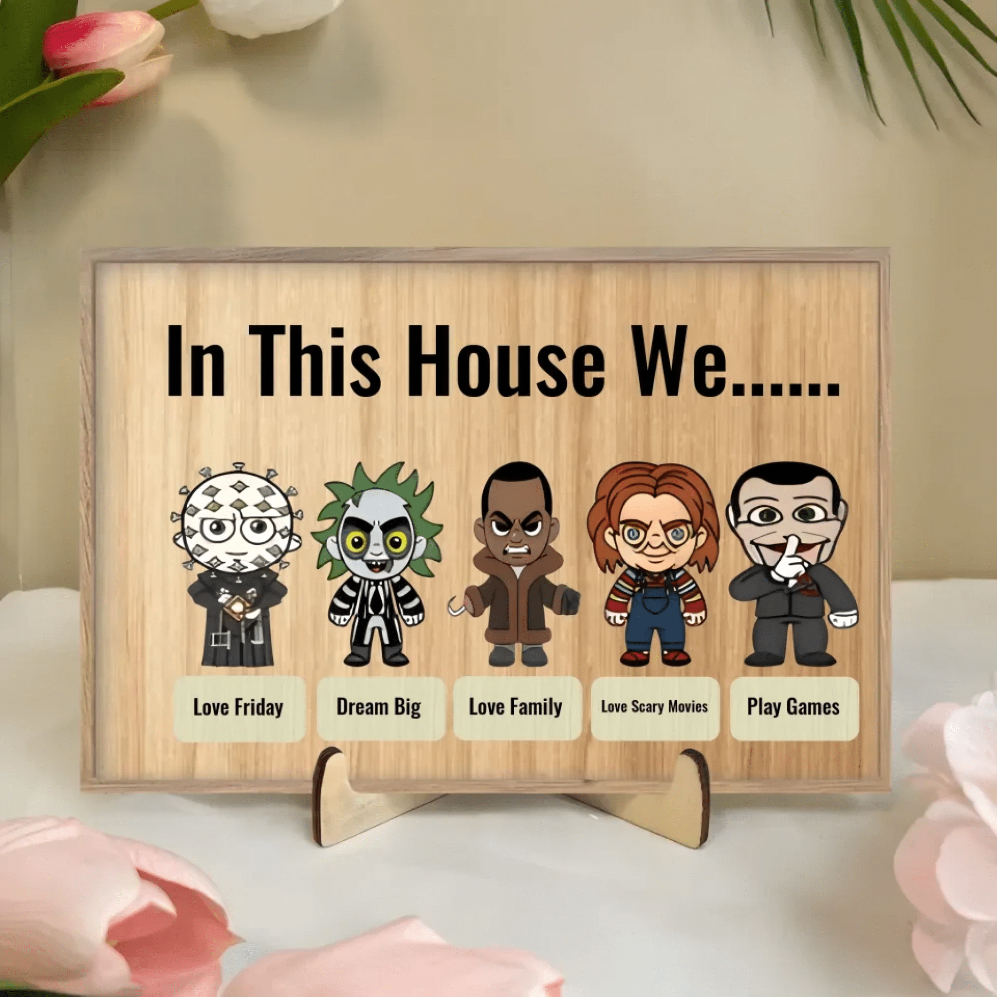 In This House We Horror Halloween 2 Layered Frame Wood Sign, Happy Halloween Gift 742586 - DiyGiftly