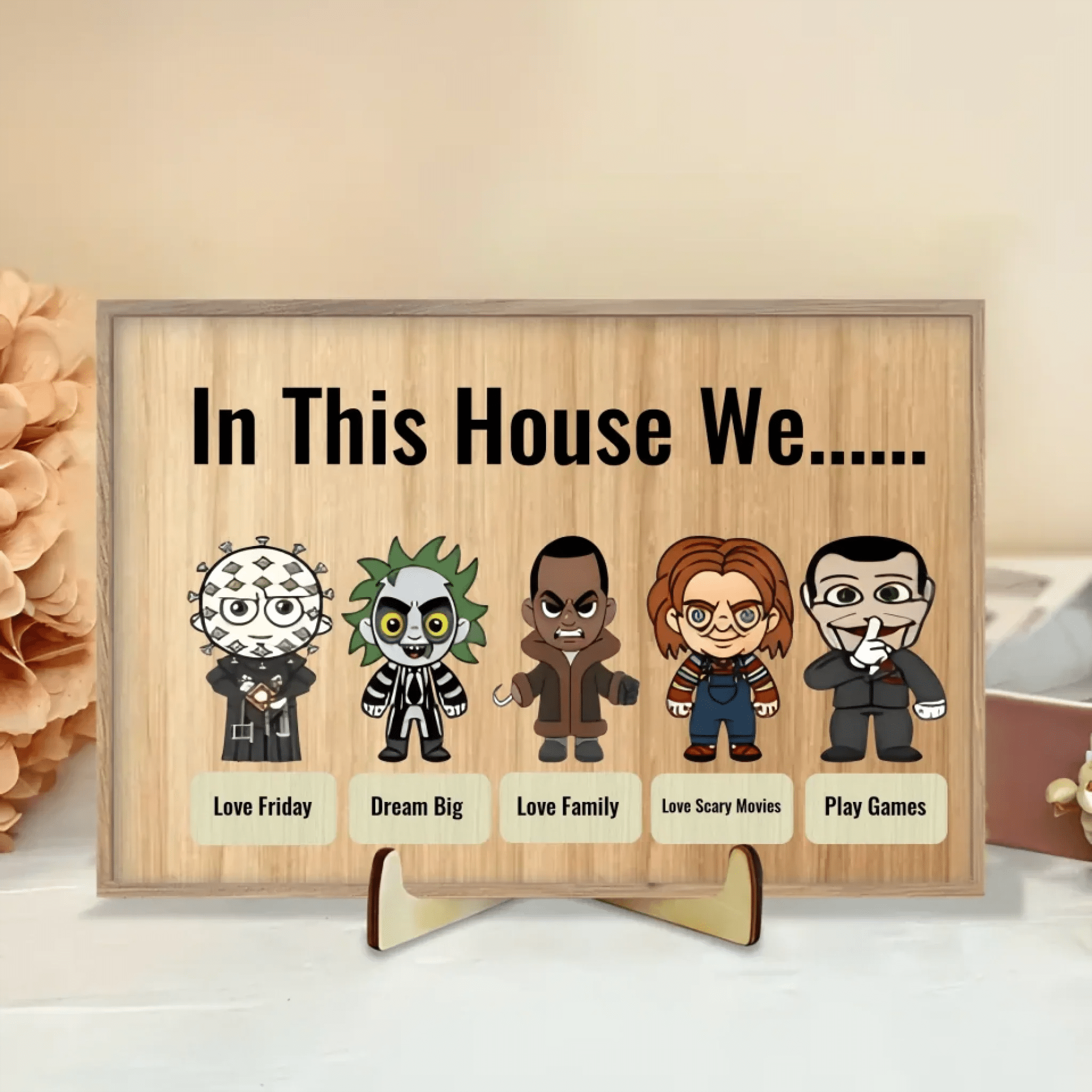 In This House We Horror Halloween 2 Layered Frame Wood Sign, Happy Halloween Gift 742586 - DiyGiftly