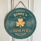 Irish Pub, Clover Sign - Personalized Round Wooden Sign, St. Patrick's Day Decor 762060 - DiyGiftly