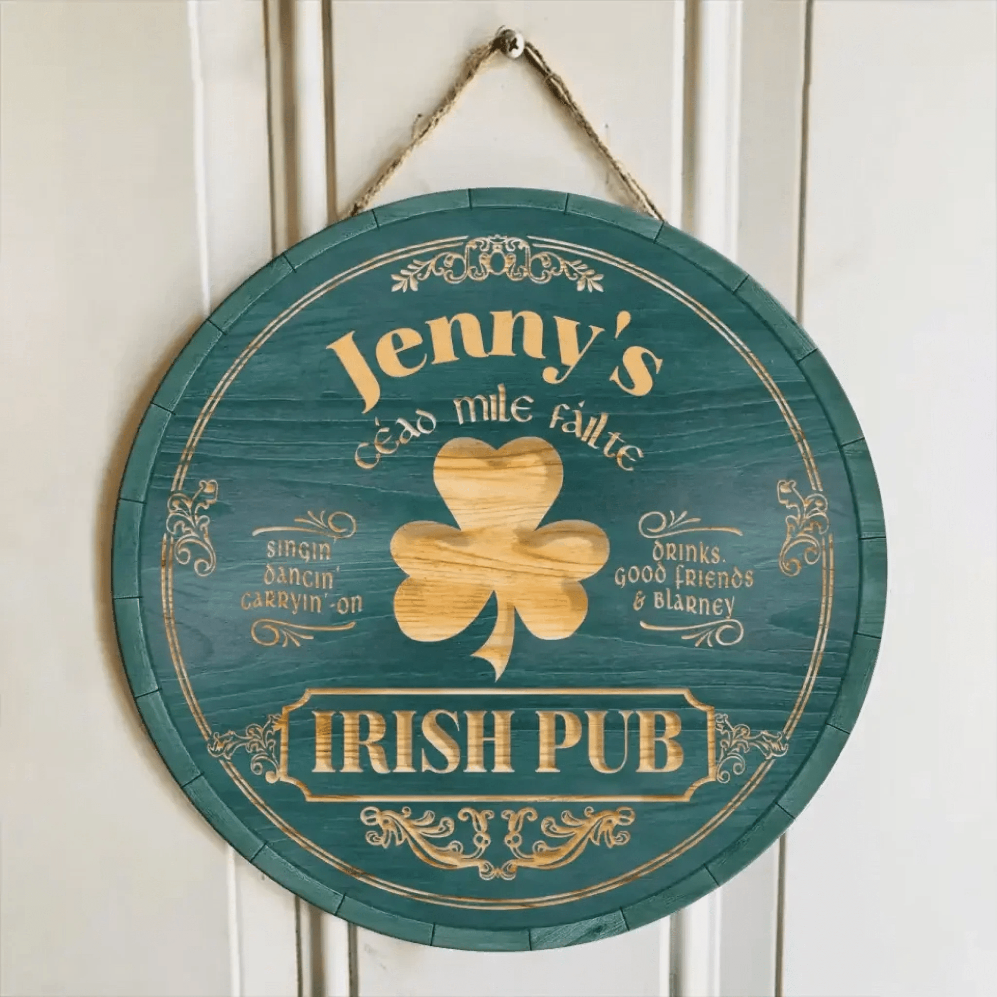 Irish Pub, Clover Sign - Personalized Round Wooden Sign, St. Patrick's Day Decor 762060 - DiyGiftly