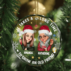 It Takes A Long Time To Grow An Old Friend Christmas - Personalized Circle Glass Ornament 688082 - DiyGiftly