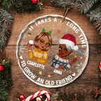 It Takes A Long Time To Grow An Old Friend Christmas - Personalized Circle Glass Ornament 688082 - DiyGiftly