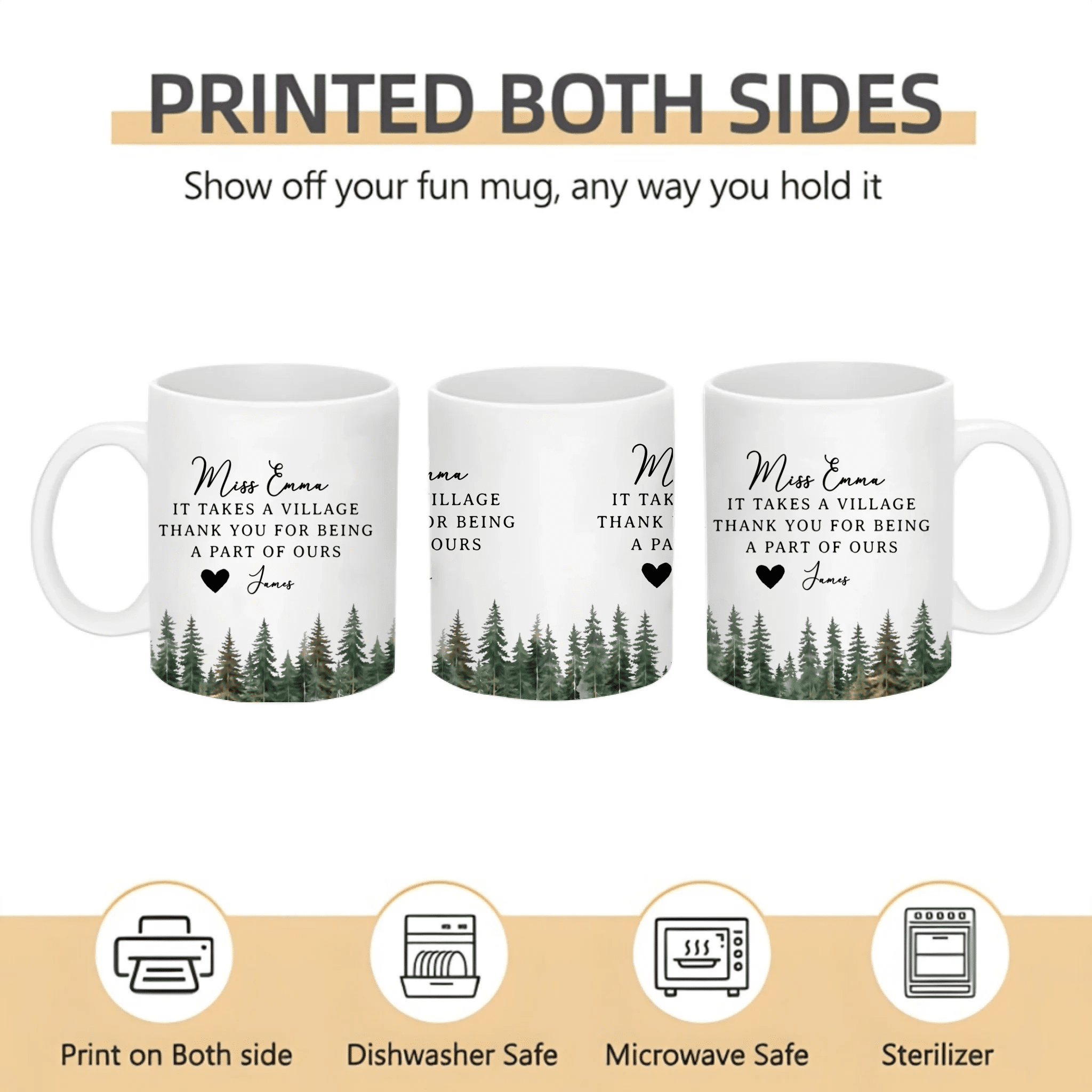 It Takes a Village – Personalized Mug for Teacher Appreciation, Coworkers, Boss, Team Members – Custom Thank You Gift, Staff Recognition, Employee Appreciation, School & Workplace Gift Idea 1068337 - DiyGiftly