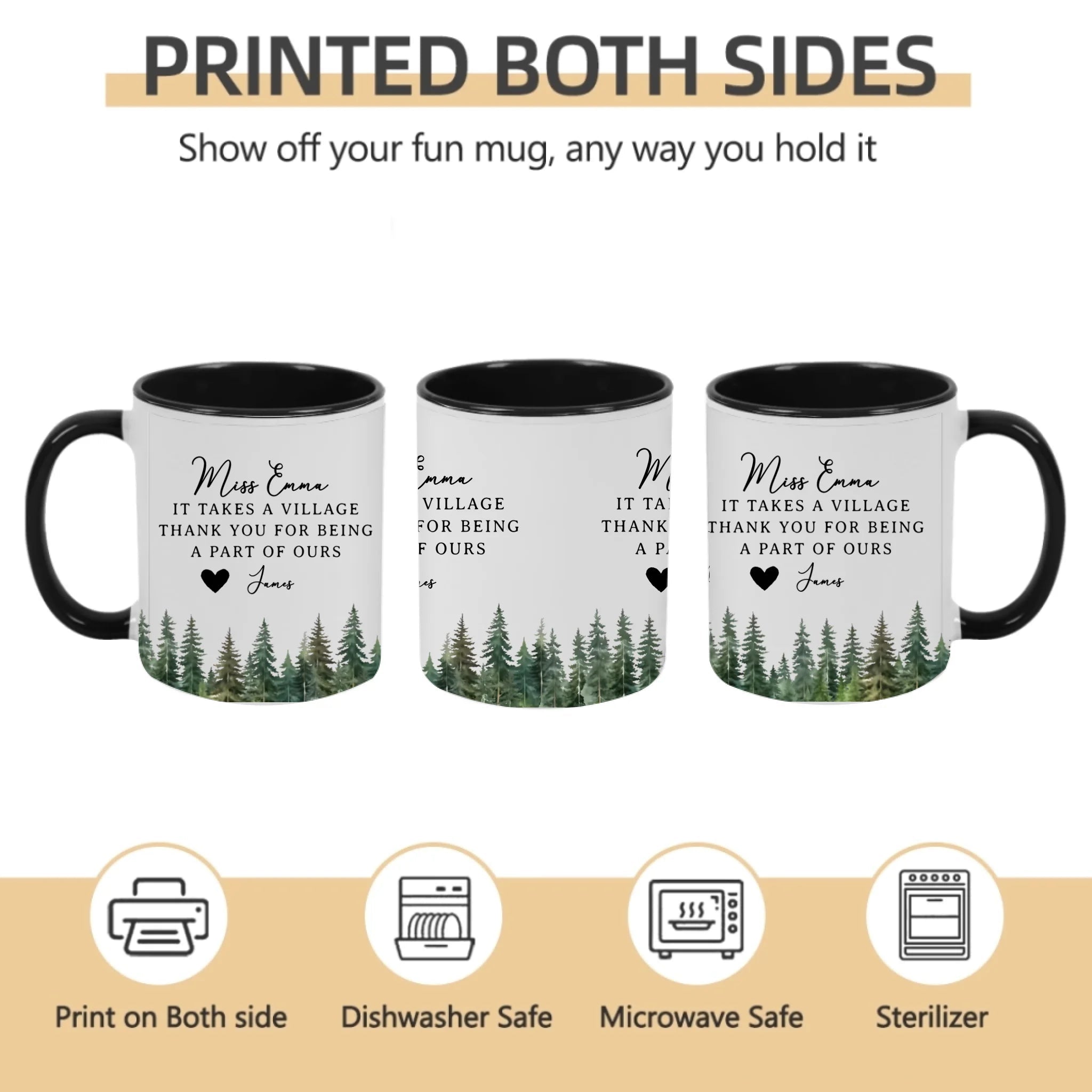 It Takes a Village – Personalized Mug for Teacher Appreciation, Coworkers, Boss, Team Members – Custom Thank You Gift, Staff Recognition, Employee Appreciation, School & Workplace Gift Idea 1068337 - DiyGiftly