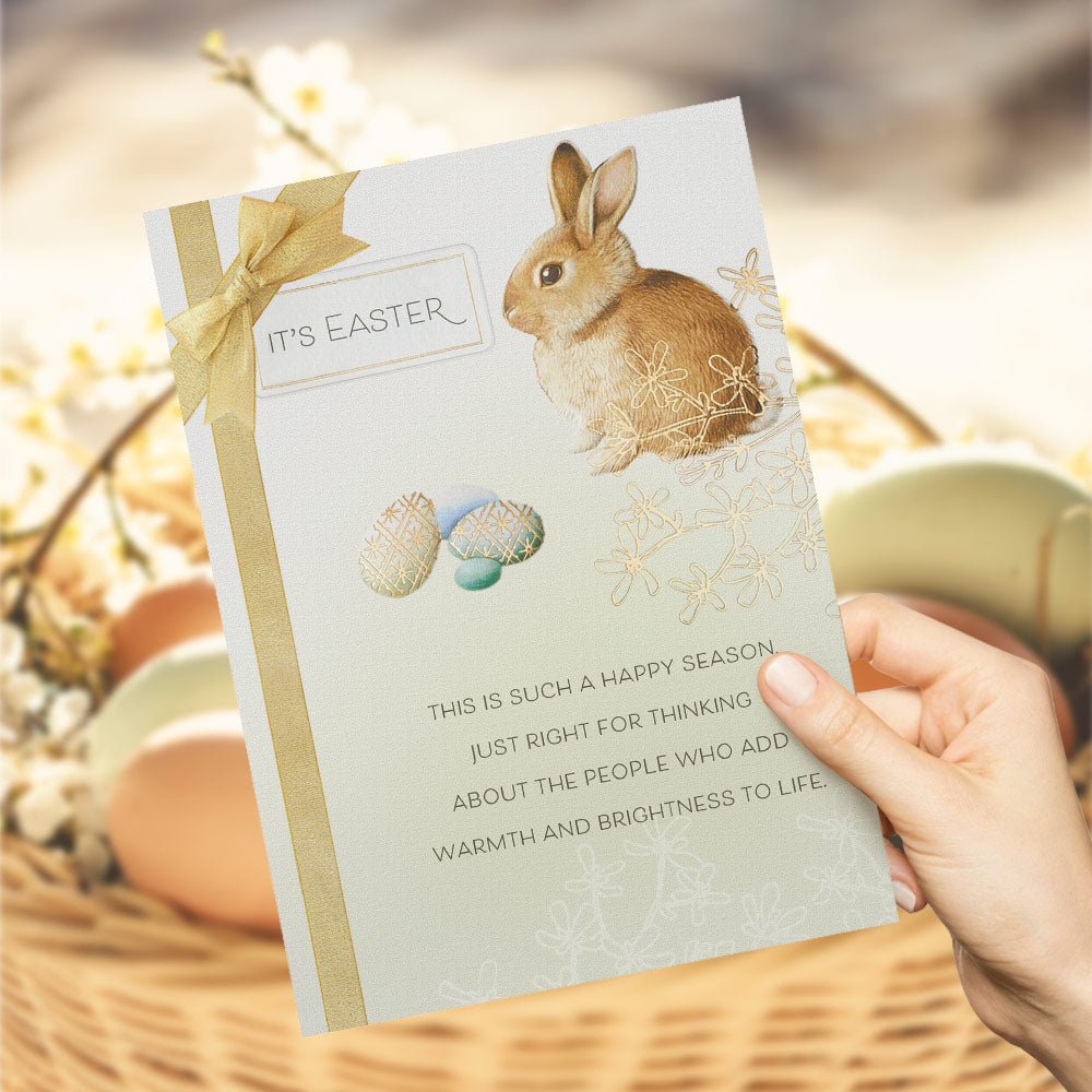 IT'S EASTER Cute Bunny and Egg Illustration Greeting Card - DiyGiftly