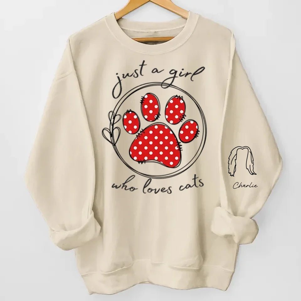 Just A Beautiful Girl Who Loves Pets - Dog & Cat Personalized Custom Unisex Sweatshirt With Design On Sleeve - Gift For Pet Owners, Pet Lovers 680411 - 680416 - DiyGiftly