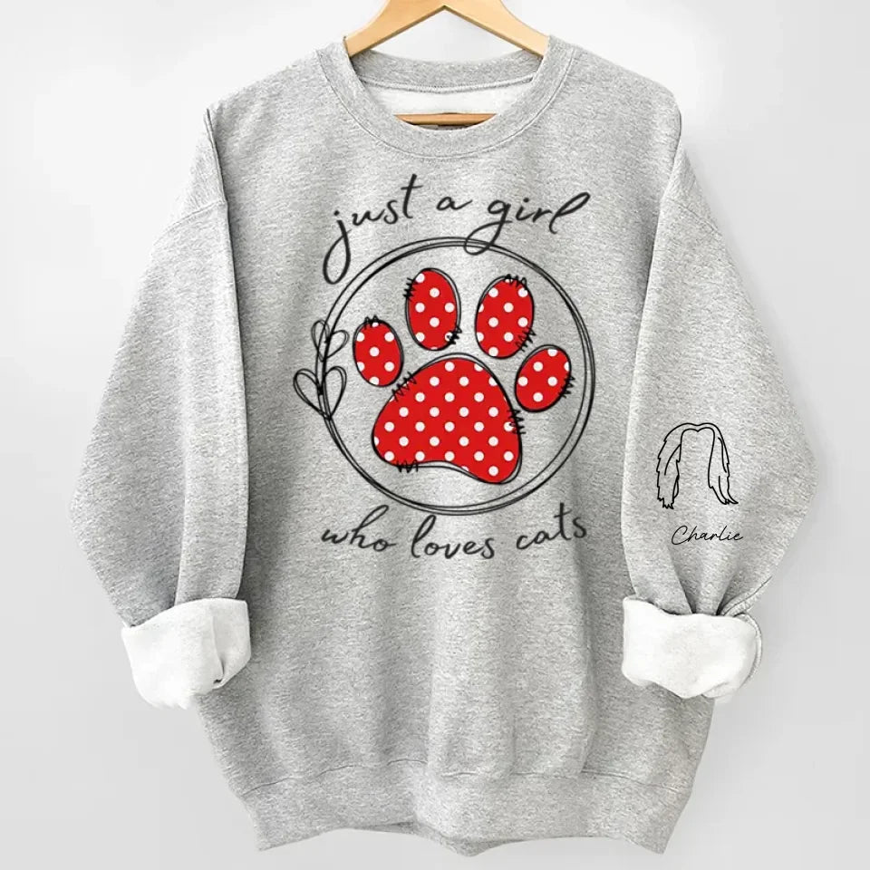 Just A Beautiful Girl Who Loves Pets - Dog & Cat Personalized Custom Unisex Sweatshirt With Design On Sleeve - Gift For Pet Owners, Pet Lovers 680411 - 680416 - DiyGiftly