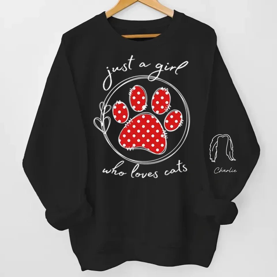 Just A Beautiful Girl Who Loves Pets - Dog & Cat Personalized Custom Unisex Sweatshirt With Design On Sleeve - Gift For Pet Owners, Pet Lovers 680411 - 680416 - DiyGiftly