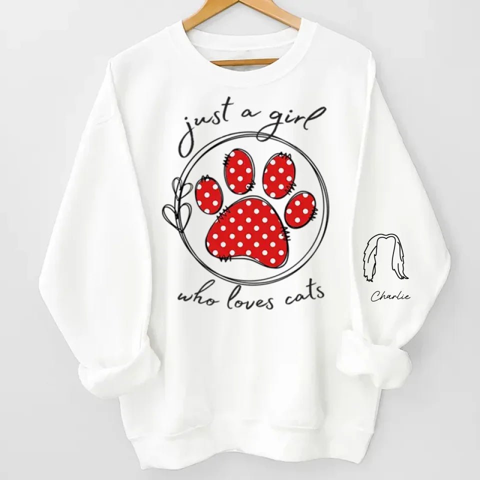 Just A Beautiful Girl Who Loves Pets - Dog & Cat Personalized Custom Unisex Sweatshirt With Design On Sleeve - Gift For Pet Owners, Pet Lovers 680411 - 680416 - DiyGiftly
