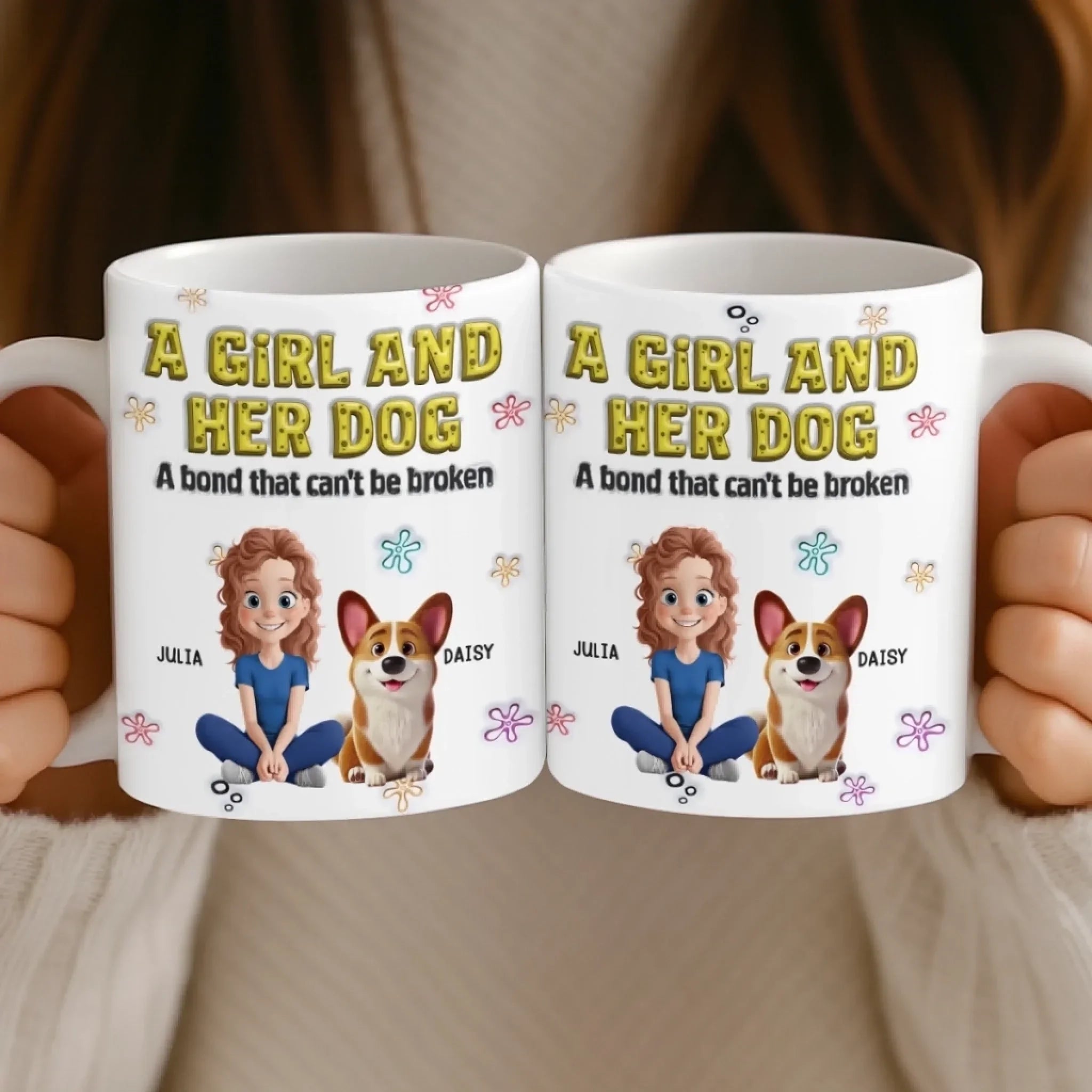 Just A Girl And Her Furry Soulmate – Personalized 3D Inflated Effect Mug, Custom Dog Lover Gift for Dog Mom & Dog Dad, Christmas Birthday Present 1079334 - DiyGiftly