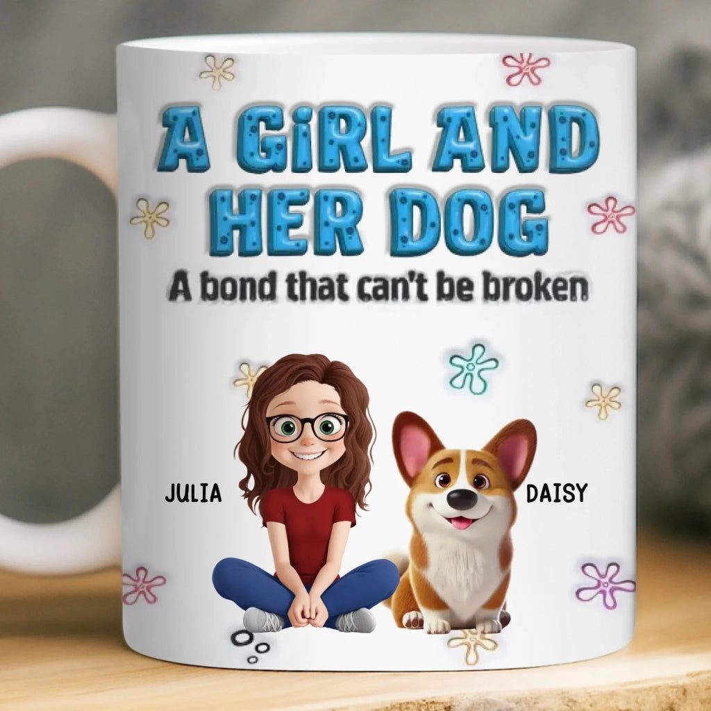 Just A Girl And Her Furry Soulmate – Personalized 3D Inflated Effect Mug, Custom Dog Lover Gift for Dog Mom & Dog Dad, Christmas Birthday Present 1079334 - DiyGiftly