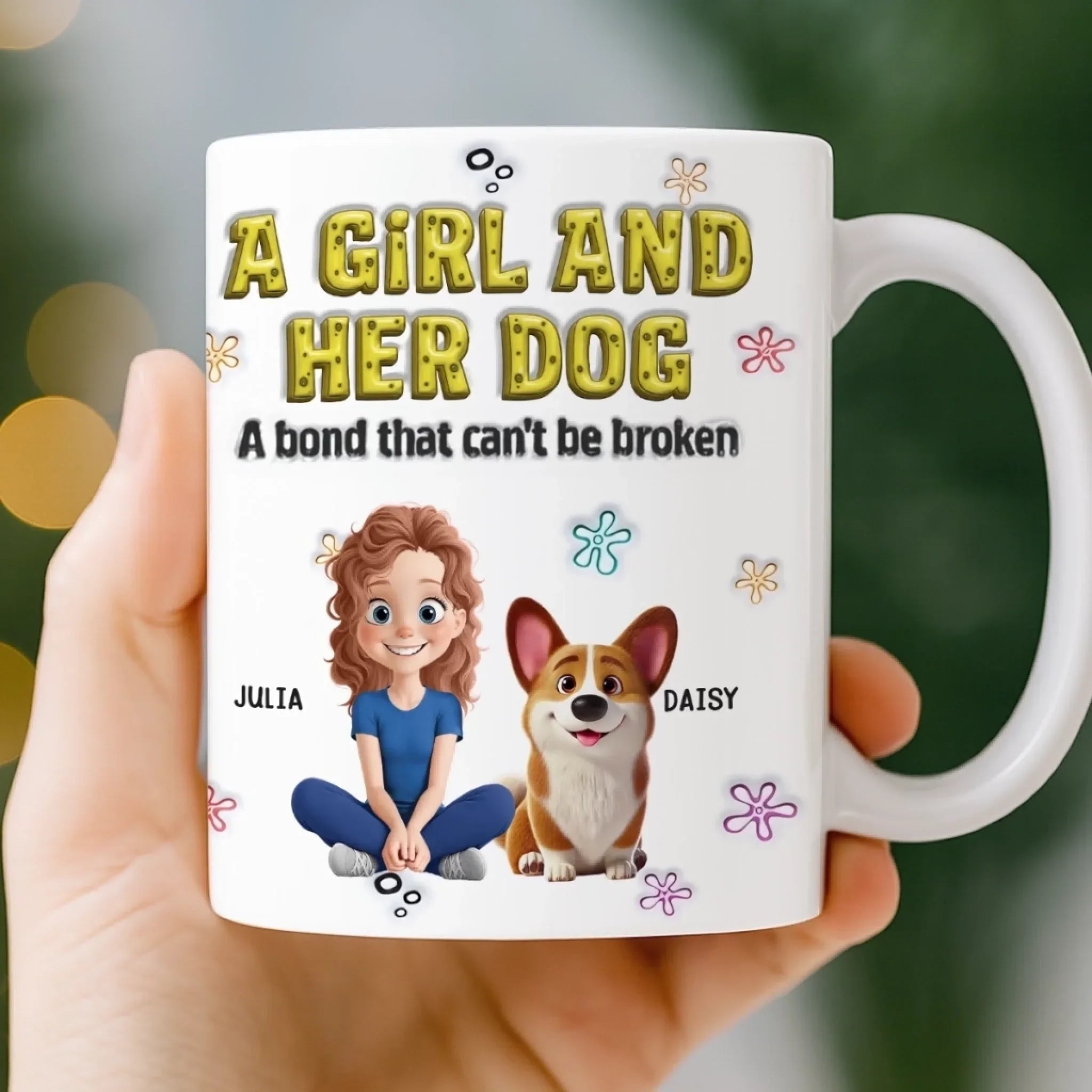 Just A Girl And Her Furry Soulmate – Personalized 3D Inflated Effect Mug, Custom Dog Lover Gift for Dog Mom & Dog Dad, Christmas Birthday Present 1079334 - DiyGiftly
