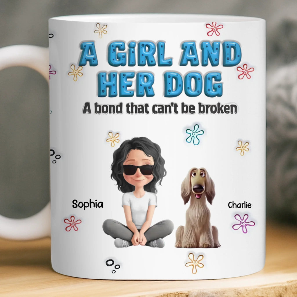 Just A Girl And Her Furry Soulmate – Personalized 3D Inflated Effect Mug, Custom Dog Lover Gift for Dog Mom & Dog Dad, Christmas Birthday Present 1079334 - DiyGiftly
