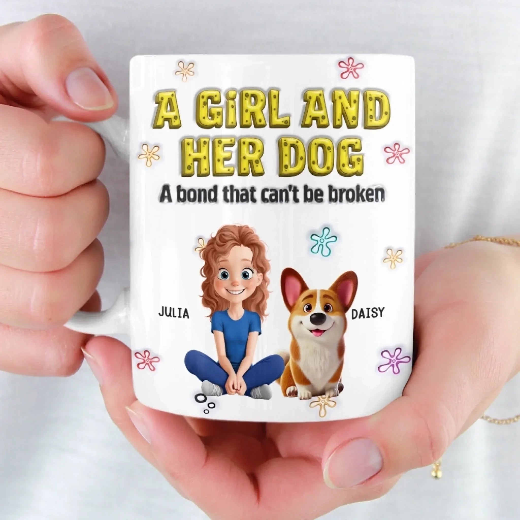 Just A Girl And Her Furry Soulmate – Personalized 3D Inflated Effect Mug, Custom Dog Lover Gift for Dog Mom & Dog Dad, Christmas Birthday Present 1079334 - DiyGiftly
