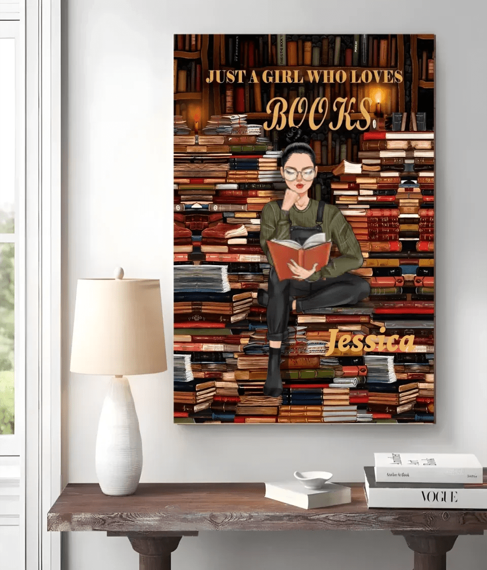 Just A Girl Who Loves Books - Personalized Poster - Gift For Book Lovers 746200 - 746275 - DiyGiftly