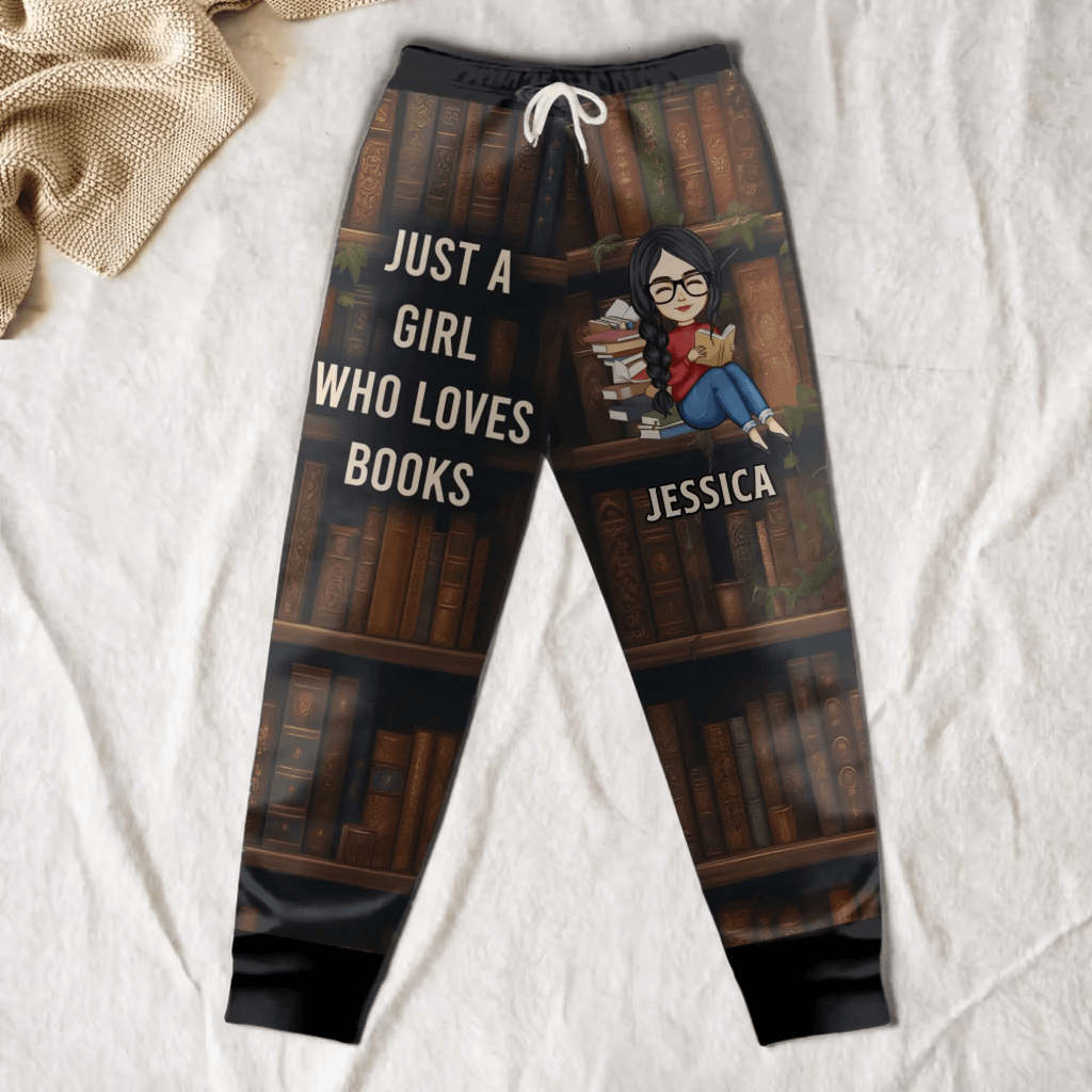 Just A Girl Who Loves Books – Personalized Sweatpants for Women, Custom Lounge Pants with Pockets, Book Lover Pajama Pants, Cozy Jogger Sweatpants, Reading Gifts for Her 1054688 - 1054728 - DiyGiftly