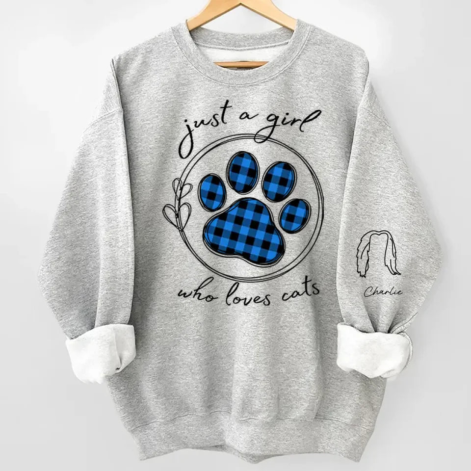 Just A Girl Who Loves Pets - Dog & Cat Personalized Custom Unisex Sweatshirt With Design On Sleeve - Gift For Pet Owners, Pet Lovers 679767 - 679768 - DiyGiftly