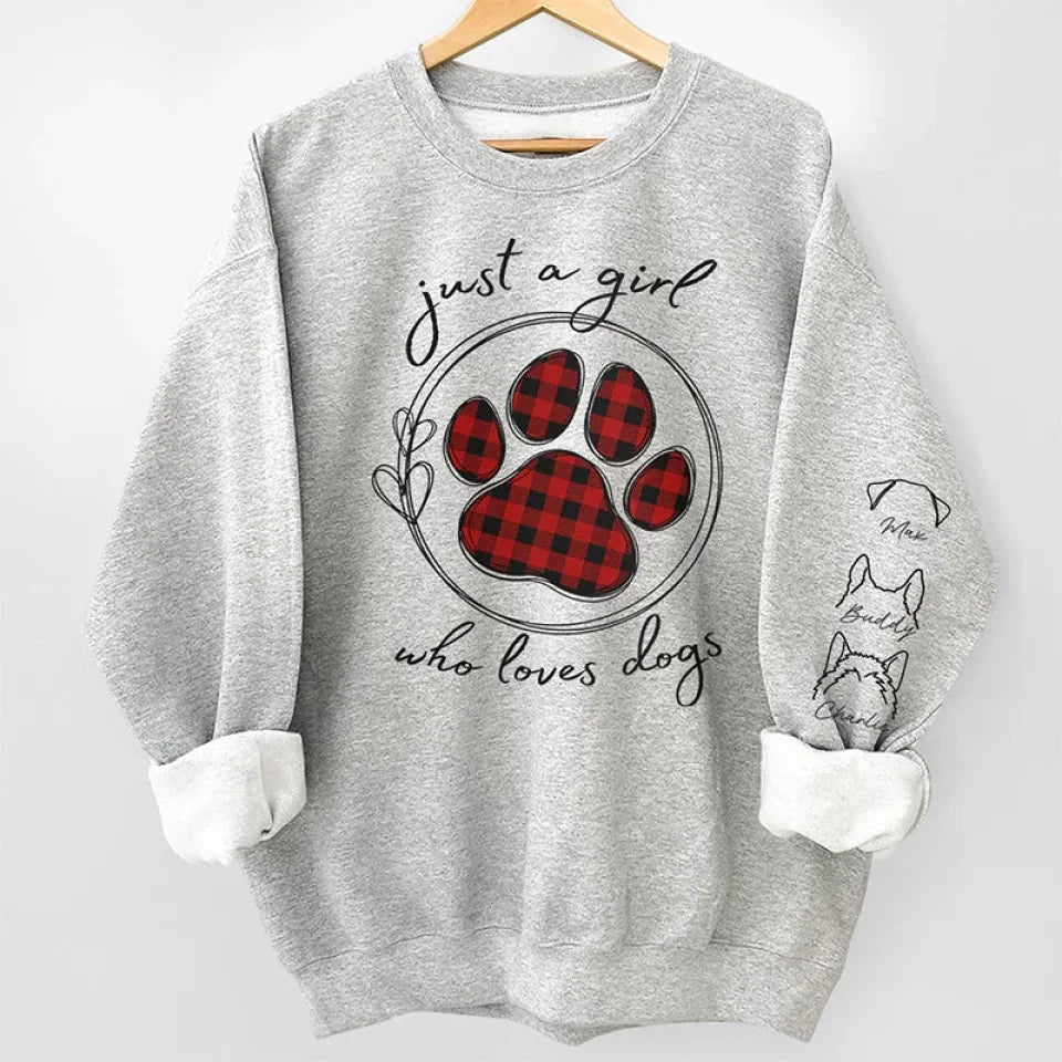 Just A Girl Who Loves Pets - Dog & Cat Personalized Custom Unisex Sweatshirt With Design On Sleeve - Gift For Pet Owners, Pet Lovers 679767 - 679768 - DiyGiftly