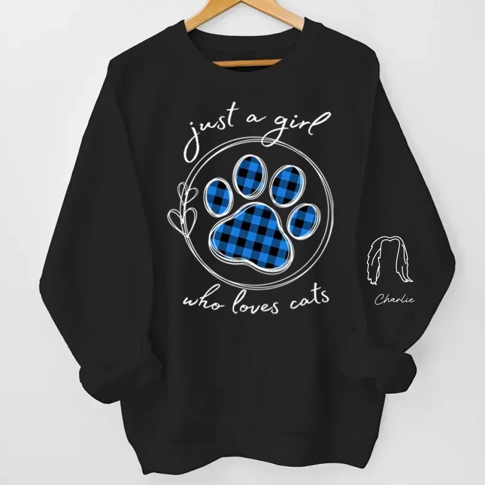Just A Girl Who Loves Pets - Dog & Cat Personalized Custom Unisex Sweatshirt With Design On Sleeve - Gift For Pet Owners, Pet Lovers 679767 - 679768 - DiyGiftly