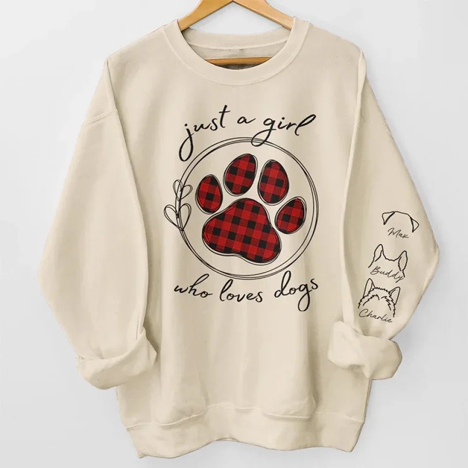 Just A Girl Who Loves Pets - Dog & Cat Personalized Custom Unisex Sweatshirt With Design On Sleeve - Gift For Pet Owners, Pet Lovers 679767 - 679768 - DiyGiftly