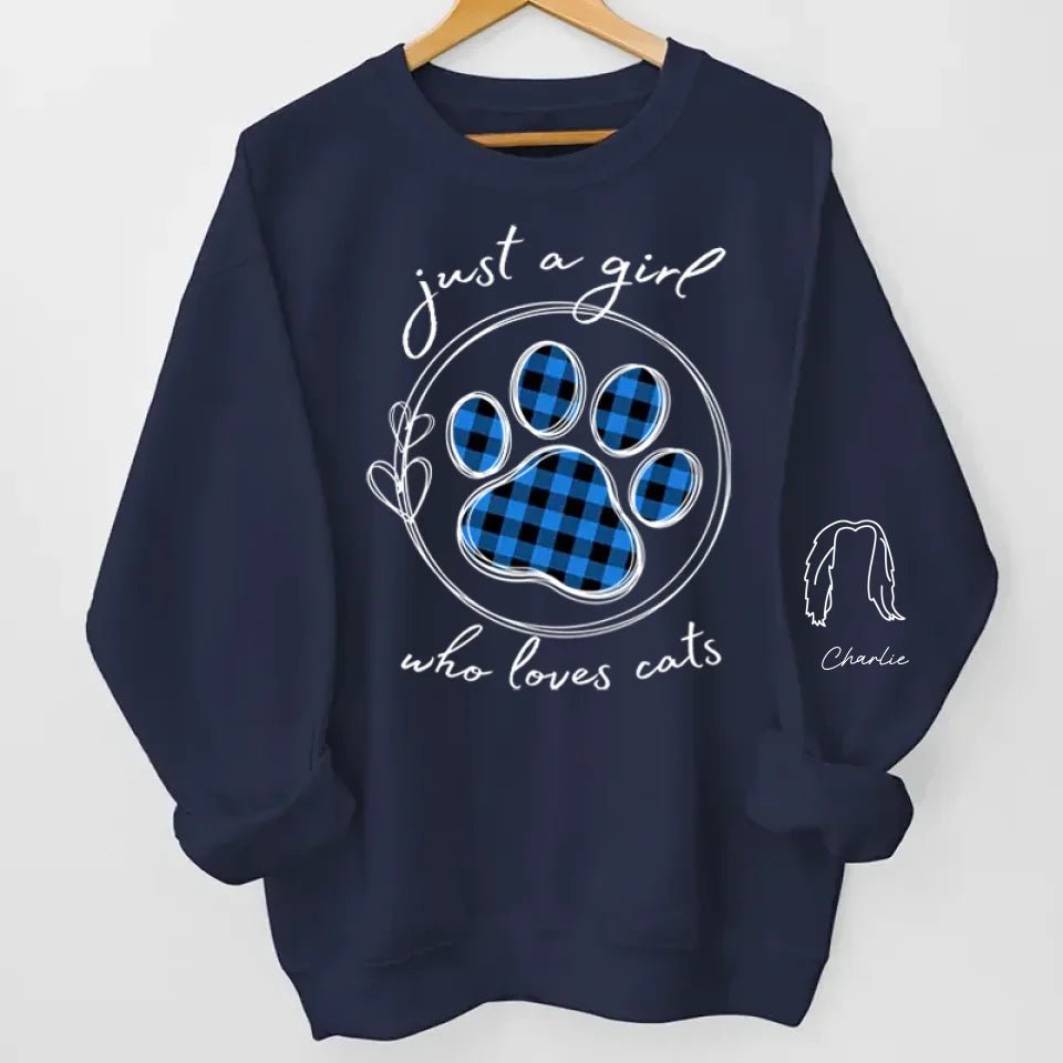 Just A Girl Who Loves Pets - Dog & Cat Personalized Custom Unisex Sweatshirt With Design On Sleeve - Gift For Pet Owners, Pet Lovers 679767 - 679768 - DiyGiftly