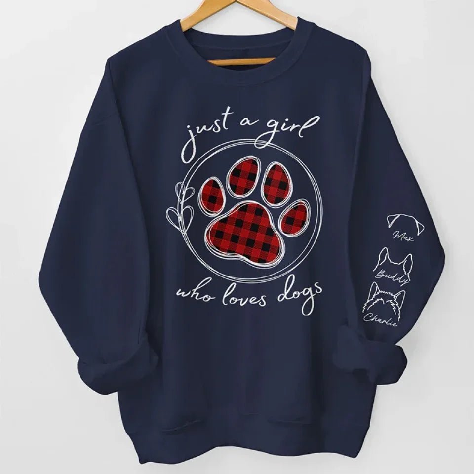 Just A Girl Who Loves Pets - Dog & Cat Personalized Custom Unisex Sweatshirt With Design On Sleeve - Gift For Pet Owners, Pet Lovers 679767 - 679768 - DiyGiftly