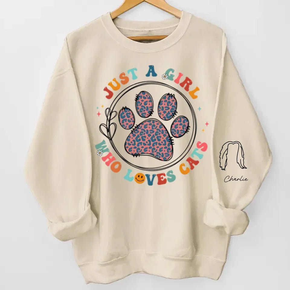 Just Me & My Pets - Dog & Cat Personalized Custom Unisex Sweatshirt With Design On Sleeve - Gift For Pet Owners, Pet Lovers 682125 - 682127 - DiyGiftly
