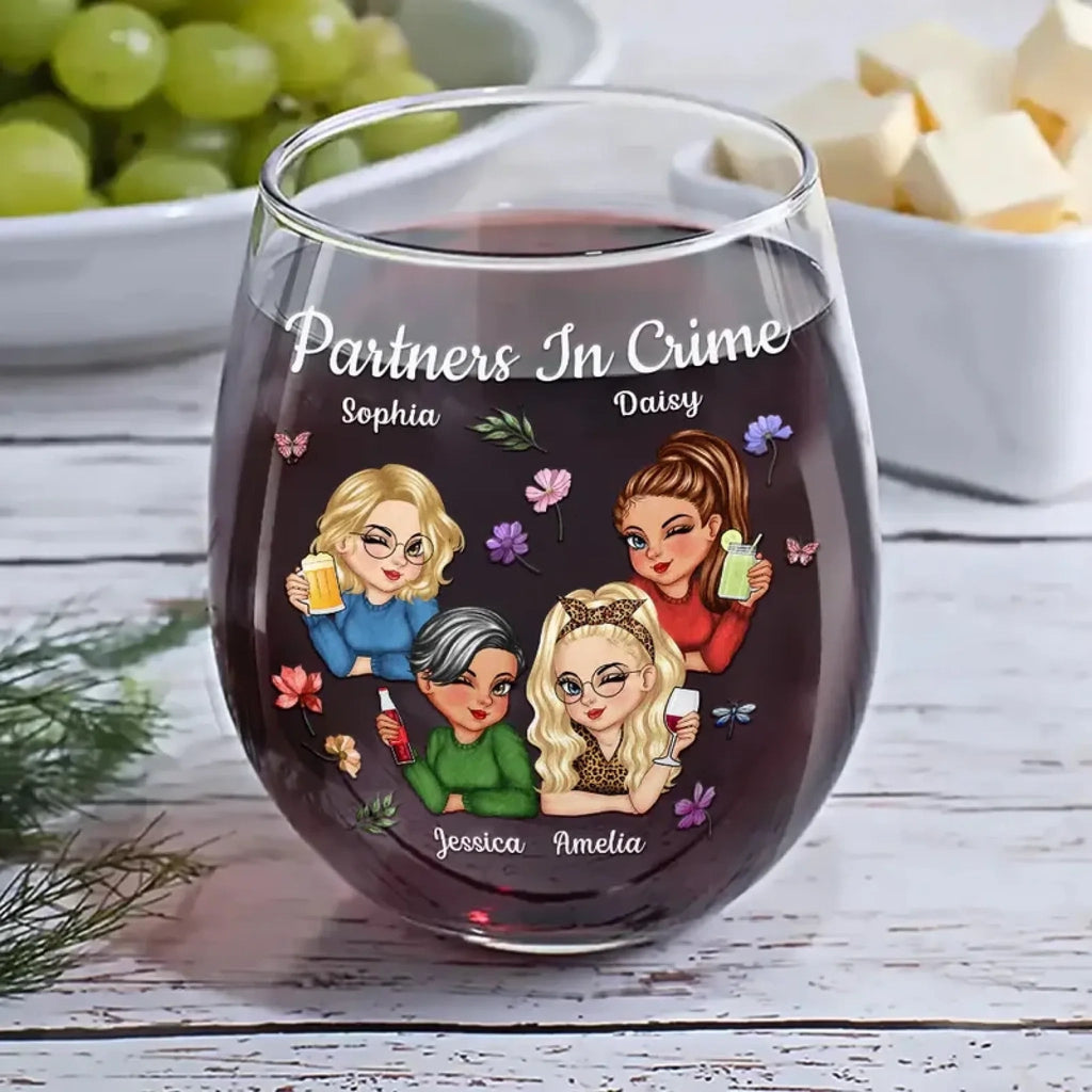 custom name personalized stemless wine glass gift for best friend