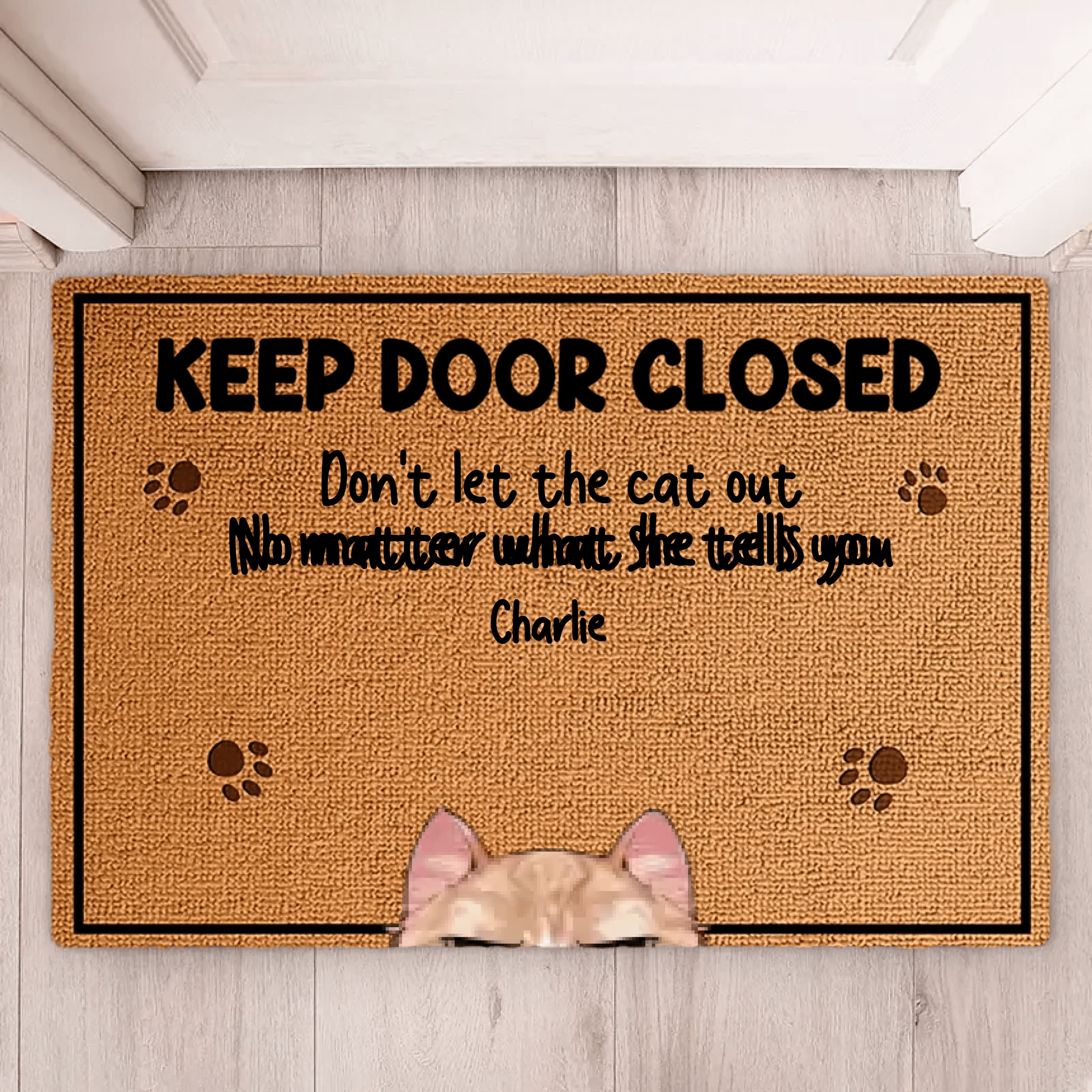 Keep The Door Closed - Cat Personalized Custom Decorative Mat - Gift For Pet Owners, Pet Lovers 688091 - DiyGiftly