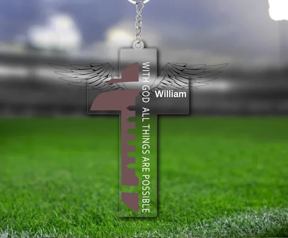 cross keychain acrylic personalized photo with custom name custom keepsake