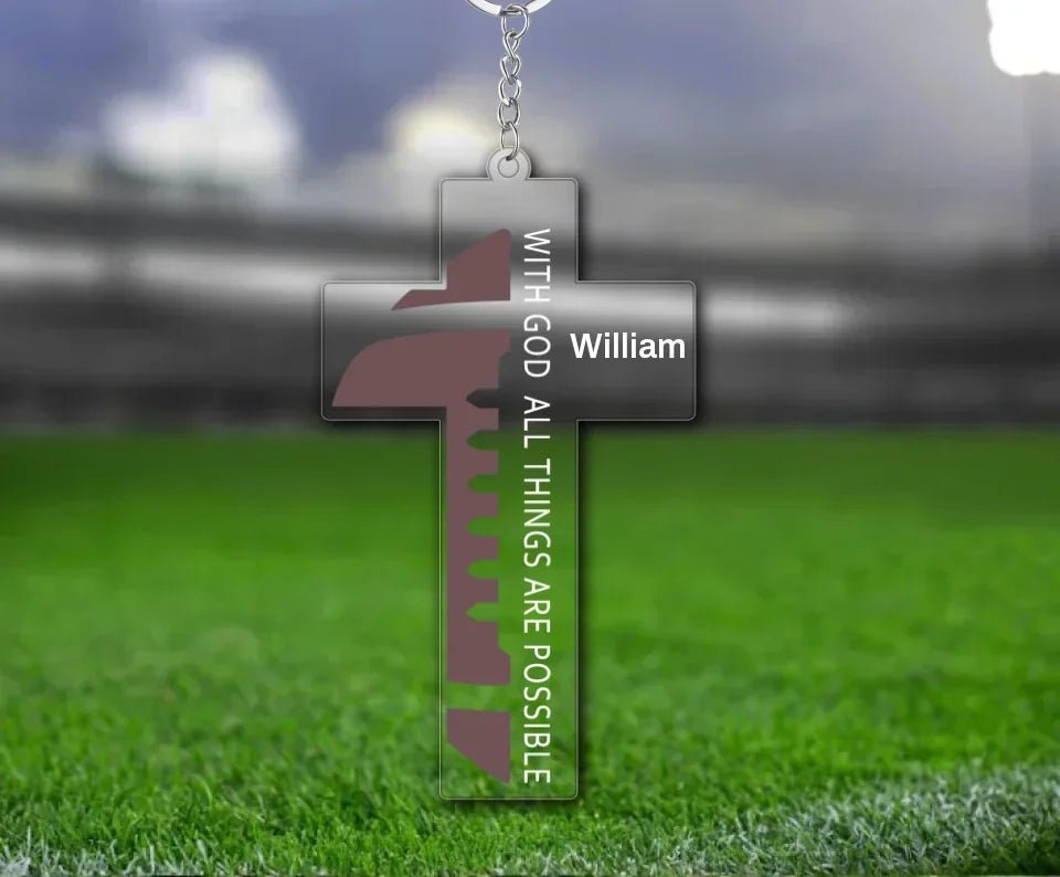 personalized photo with custom name cross keychain acrylic remembrance gift
