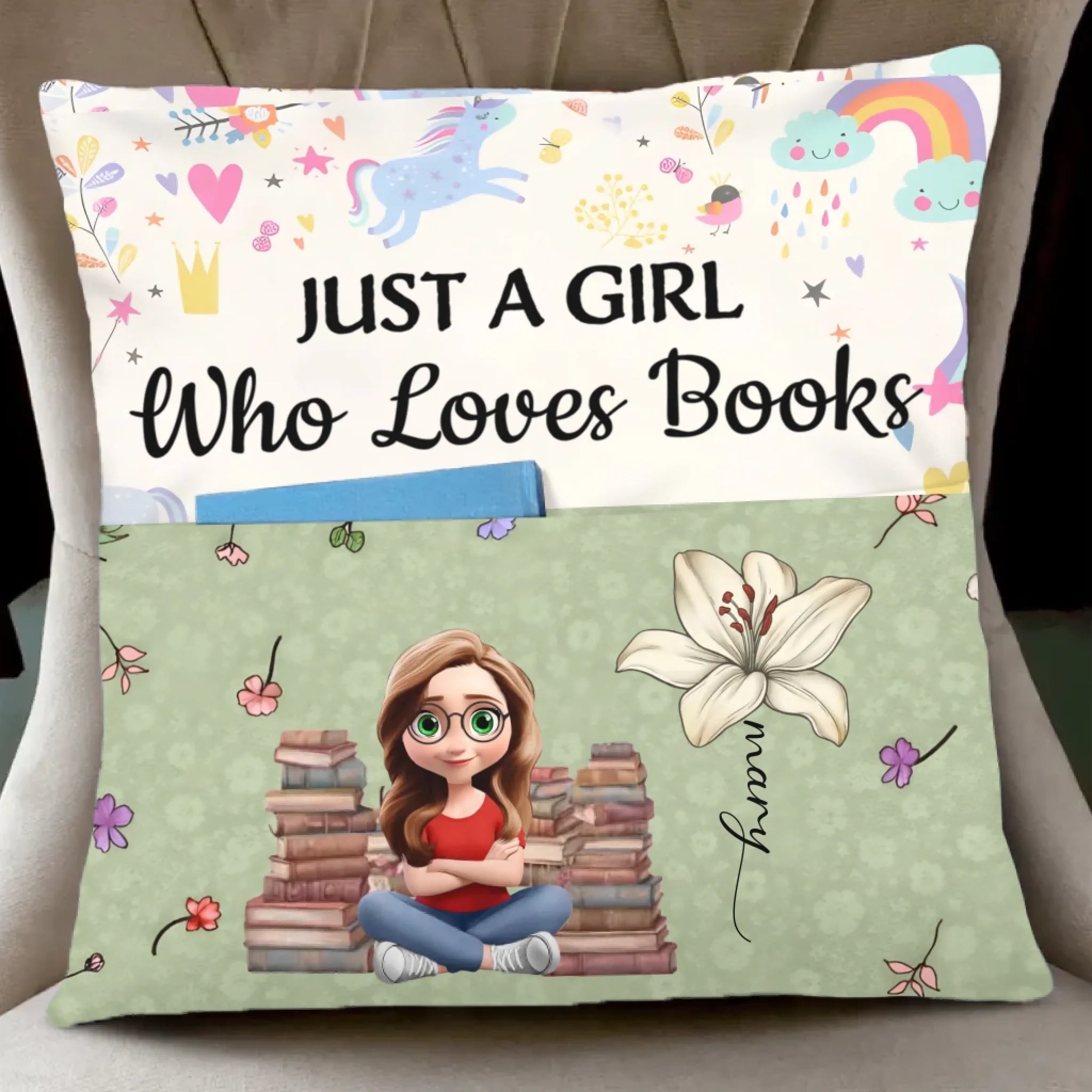 Kid Reading Pillow Birth Month Flower – Personalized Pocket Pillow for Kids – Custom Name & Birth Flower Design – Cozy Bedtime Reading Cushion – Thoughtful Birthday, Baby Shower & Christmas Gift for Children 1073319 - DiyGiftly