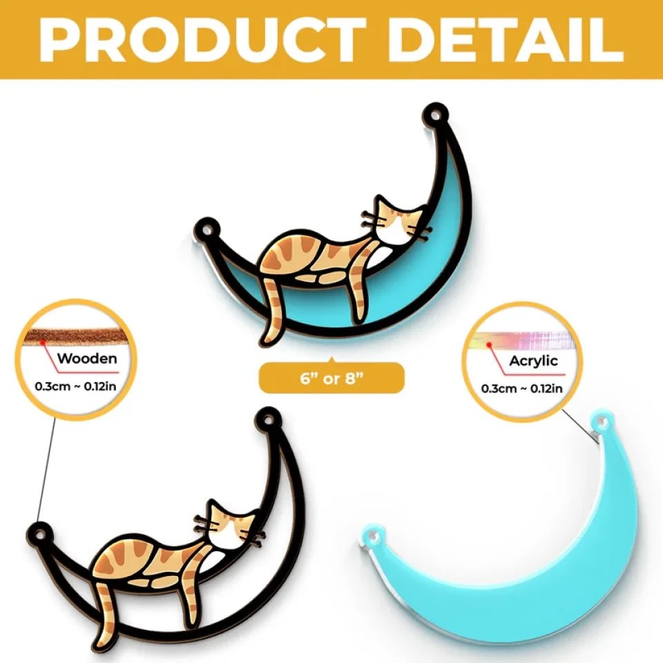 Lazy Cat - Cat Personalized Window Hanging Suncatcher - Gift For Pet Owners, Pet Lovers 668373 - DiyGiftly