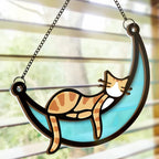 Lazy Cat - Cat Personalized Window Hanging Suncatcher - Gift For Pet Owners, Pet Lovers 668373 - DiyGiftly