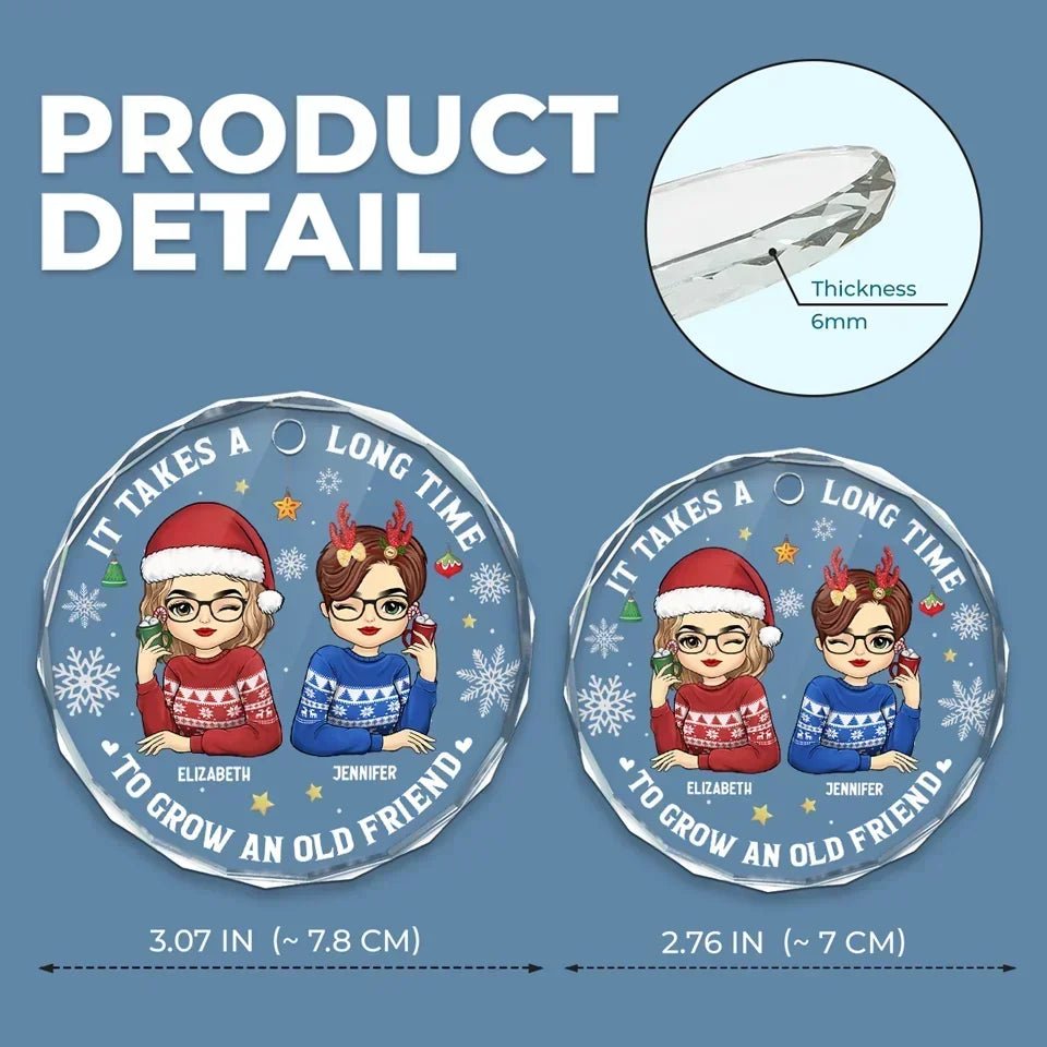 Let's Be Friends 'Til We're Old - Bestie Personalized Custom Circle Glass Ornament - Christmas Gift For Best Friends, BFF, Sisters 685813 - DiyGiftly