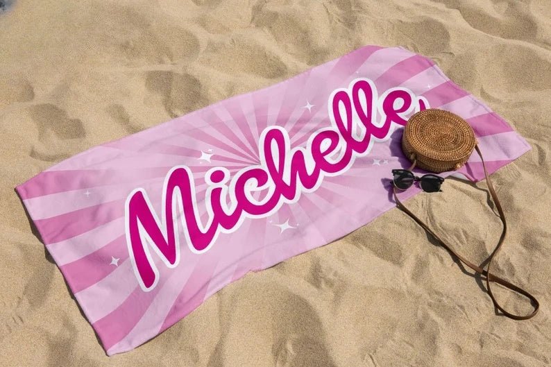 Let's Go Party, Custom Pink Beach Towel, Personalized Name Bath Towel, Kids Towel, Birthday Vacation Gift, Pink Party Favors, Pool Towel 78901504 - DiyGiftly