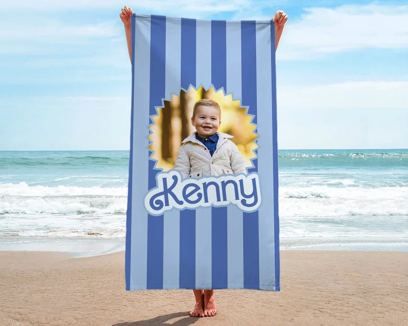 Let's Go Party, Pink Stripe Custom Photo Beach Towel, Personalized Picture Pool Towel, Kids Beach Towel, Bridesmaids/Birthday Gifts 95337216 - DiyGiftly