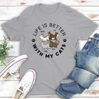 Life Is Better Walking Cat - Personalized Custom Unisex T-shirt 664696 - DiyGiftly