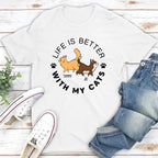 Life Is Better Walking Cat - Personalized Custom Unisex T-shirt 664696 - DiyGiftly