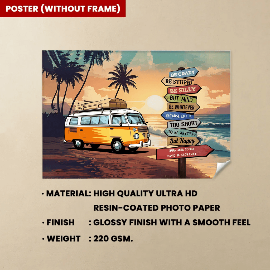 Life Is Too Short To Be Anything But Happy - Personalized Wrapped Canvas 712265 - 712605 - DiyGiftly