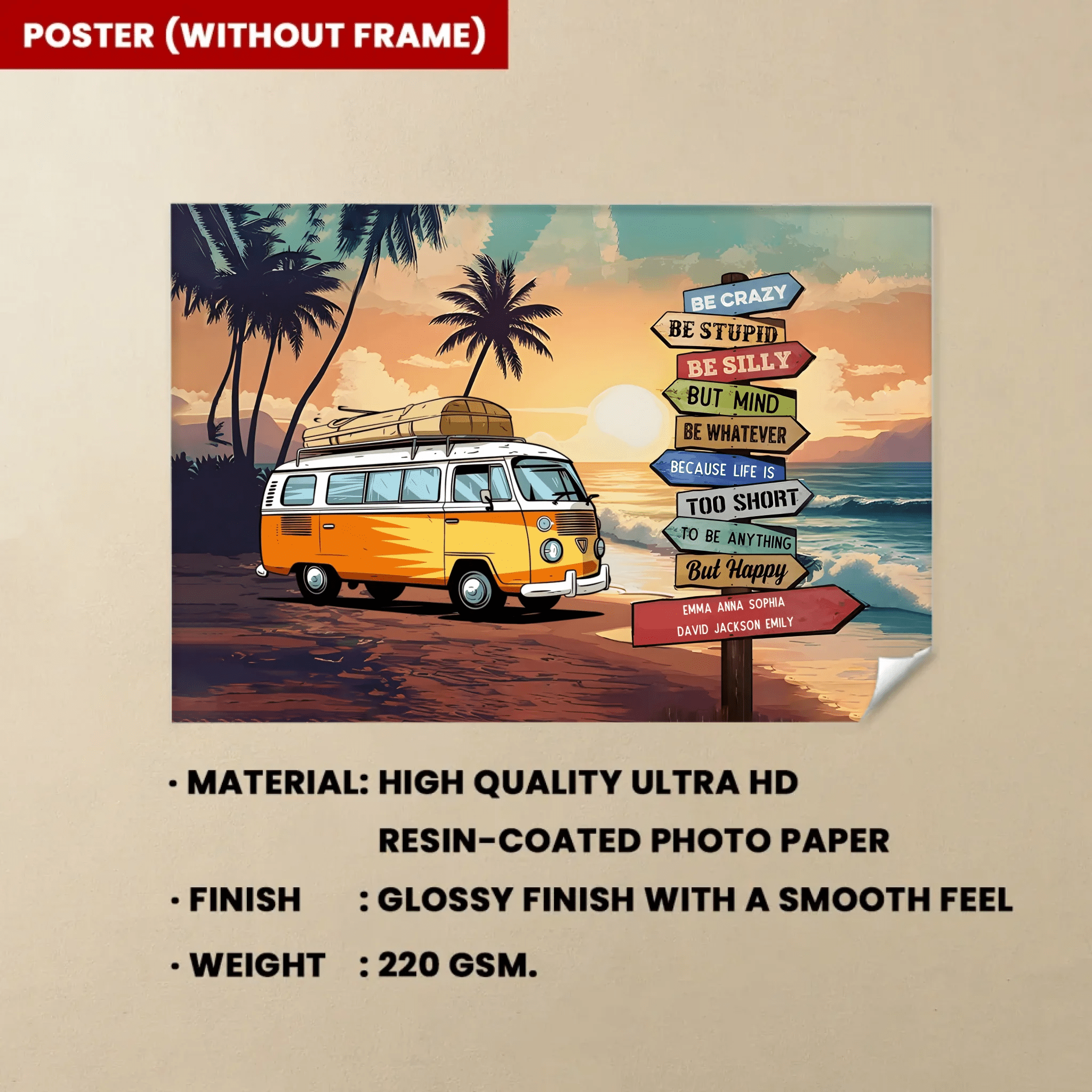 Life Is Too Short To Be Anything But Happy - Personalized Wrapped Canvas 712265 - 712605 - DiyGiftly