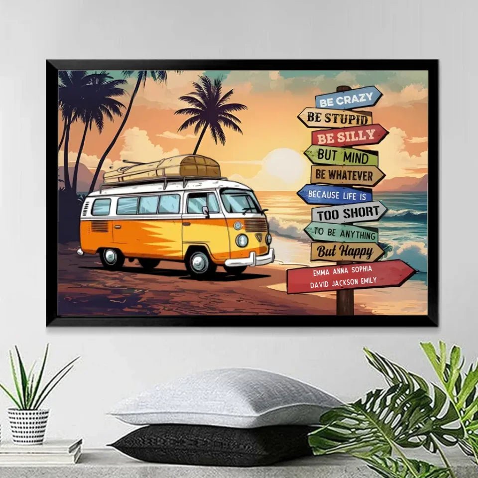 Life Is Too Short To Be Anything But Happy - Personalized Wrapped Canvas 712265 - 712605 - DiyGiftly