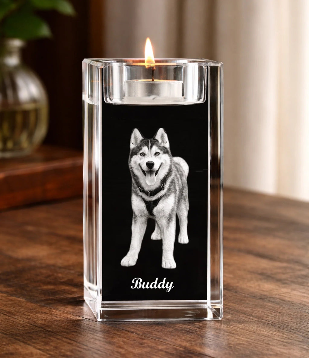 Light Their Memory Crystal Candle Holder Personalized Dog Memorial Crystal Loss of Dog Gift for Gentle Home Glow Crystal