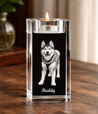Light Their Memory Crystal Candle Holder Personalized Dog Memorial Crystal Loss of Dog Gift for Gentle Home Glow Crystal