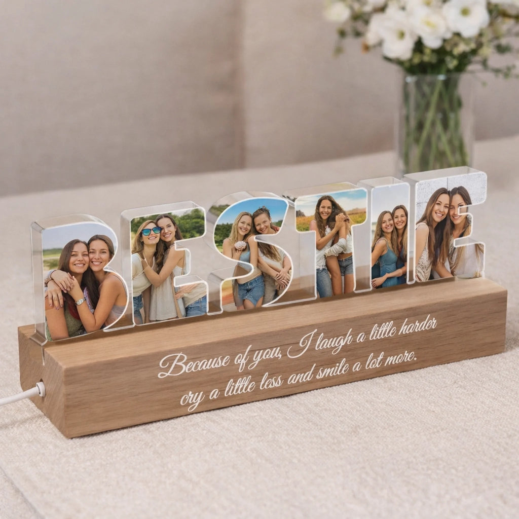 acrylic personalized led night light custom photo gift for best friend