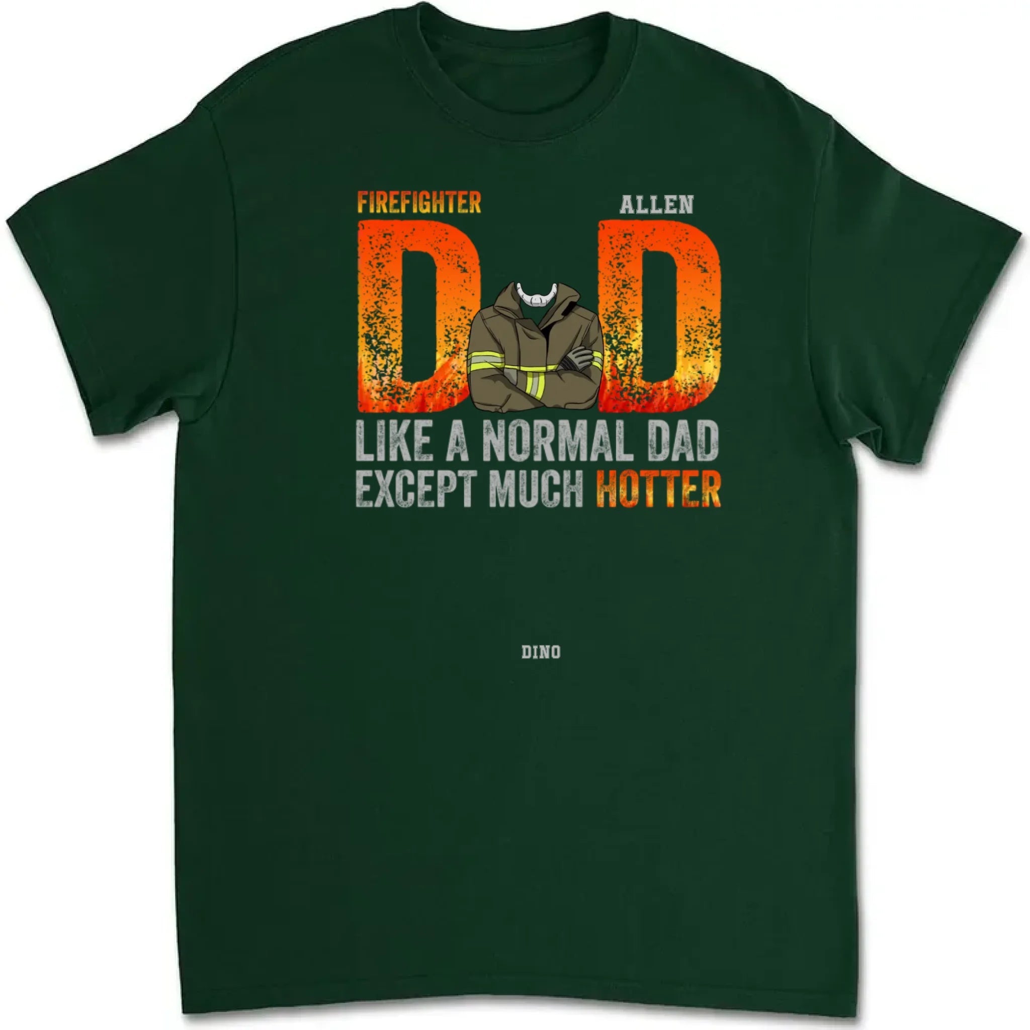 Firefighter Dad T shirt Personalized Name Apparel Cotton Gift gift ready