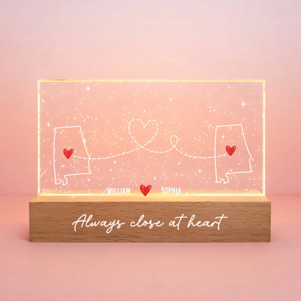 "Long Distance But Always Under The Same Sky" - Personalized Starry Sky LED Night Light – Romantic Long Distance Relationship Gift for Couples 1144166 1144167 - DiyGiftly