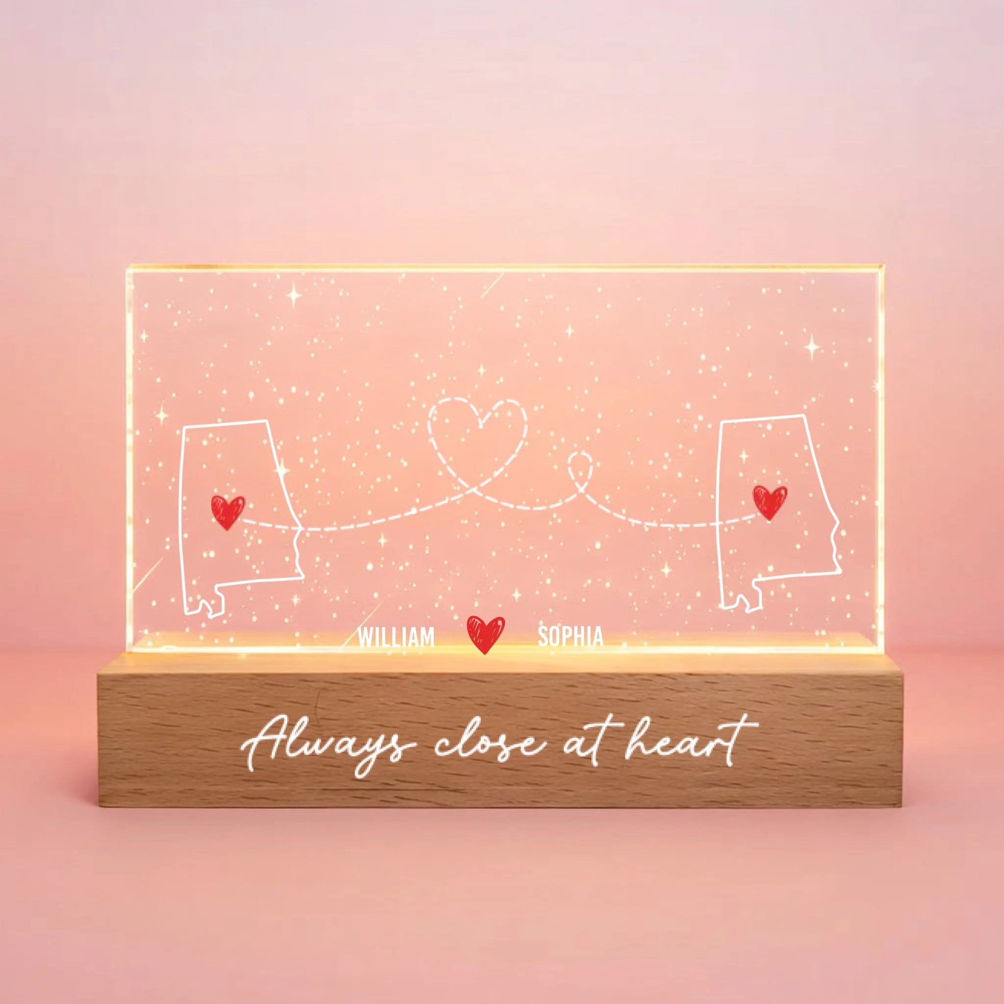 "Long Distance But Always Under The Same Sky" - Personalized Starry Sky LED Night Light – Romantic Long Distance Relationship Gift for Couples 1144166 1144167 - DiyGiftly